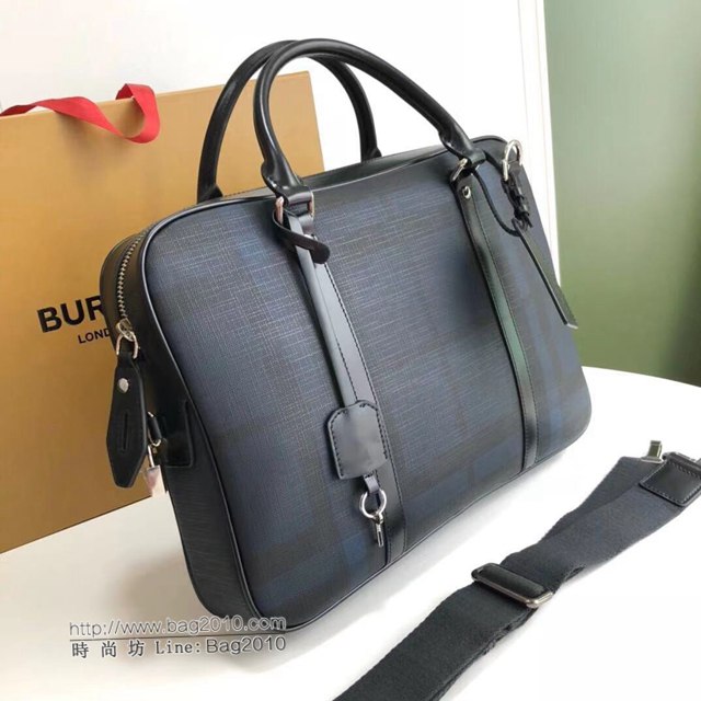 Burberry專櫃新款男包 巴寶莉經典格紋男士手提公事包  db1242